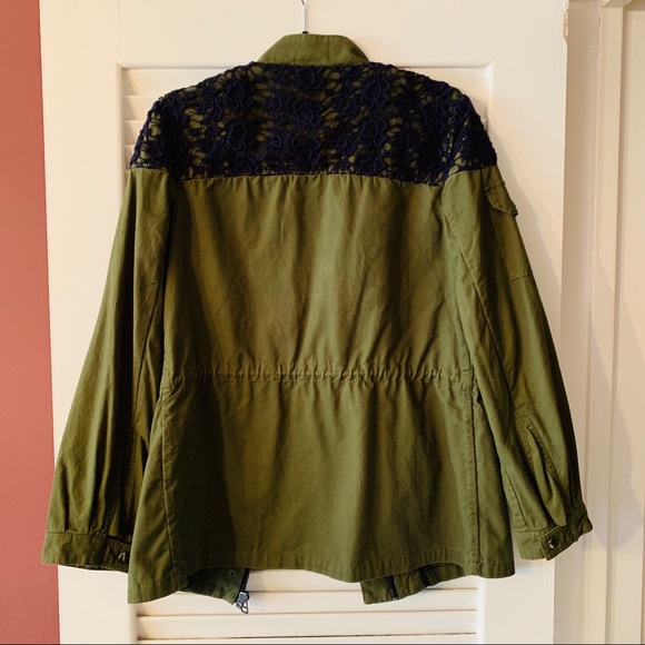 AQUA Lace Trim Army Jacket in Green Size S - Picture 2 of 5